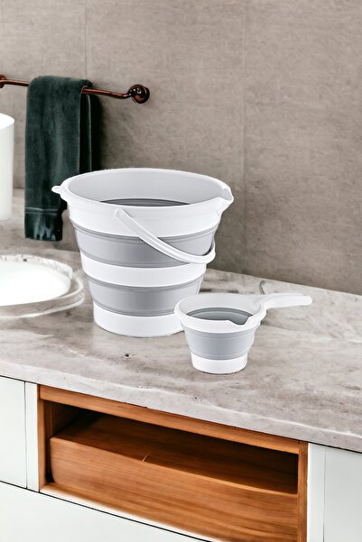 Milenay Katlanabilir 12lt Plastik Kova ve Plastik Maşrapa - Pratik Kullanım v...