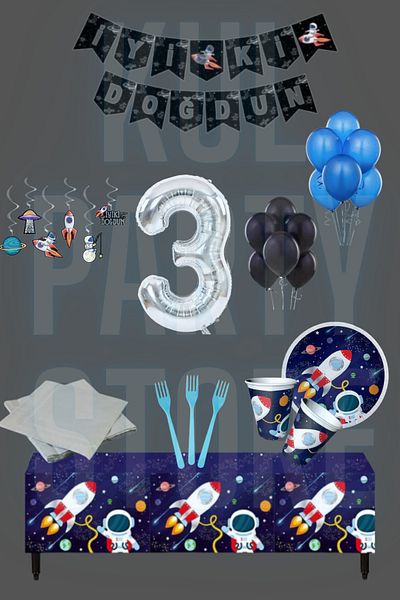 FOKUL Space Cosmic Galaxy 3 Ηλικίες 16 Ατόμων Προμήθειες για πάρτι γενεθλίων Concept Party Set