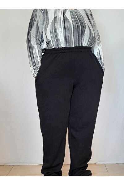 Mertcan Butik Μαύρο χειμωνιάτικο παντελόνι με ελαστική μέση 3 κλωστών
