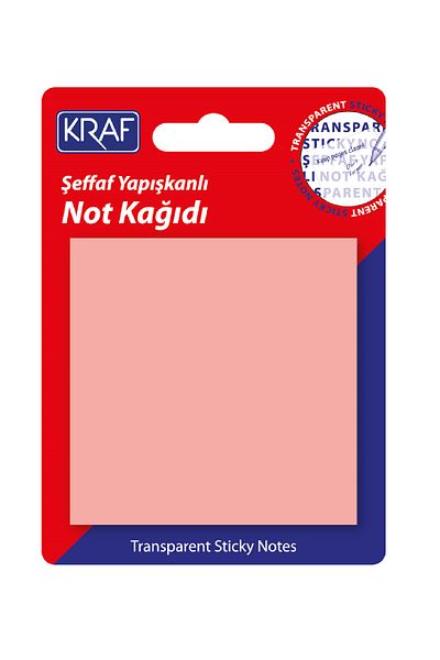 KRAF 76X76 50 YP.Transparent Pink Adhesive Note Paper - 7676TR