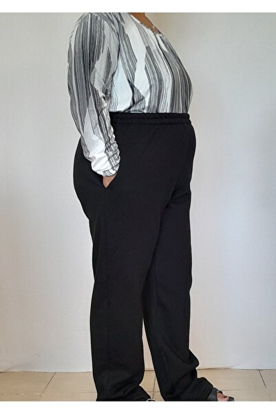 Mertcan Butik Μαύρο χειμωνιάτικο παντελόνι με ελαστική μέση 3 κλωστών