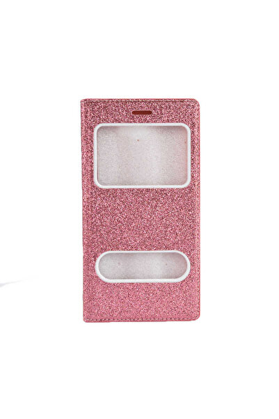 Fibaks Samsung Galaxy C7 Kılıf Kapaklı Simli Parlak Lüks Koruyucu 360 Kapak