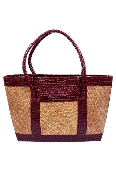 Dünyadan Hediyeler Straw Knitted Leather Decorated Hand Shoulder Bag No.8