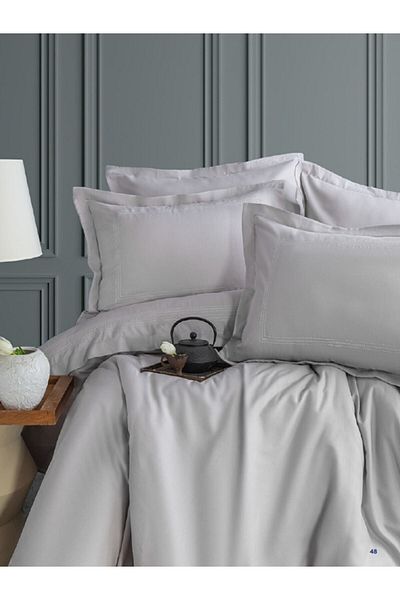 Apricitas HOME Σετ Παπλωματοθήκης Διπλό Μπαμπού Κεντημένο Bryce Grey