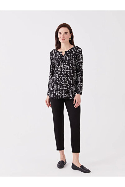 LC Waikiki LCW Grace Bisiklet Yaka Desenli Uzun Kollu Kadın Bluz