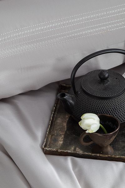 Apricitas HOME Σετ Παπλωματοθήκης Διπλό Μπαμπού Κεντημένο Bryce Grey