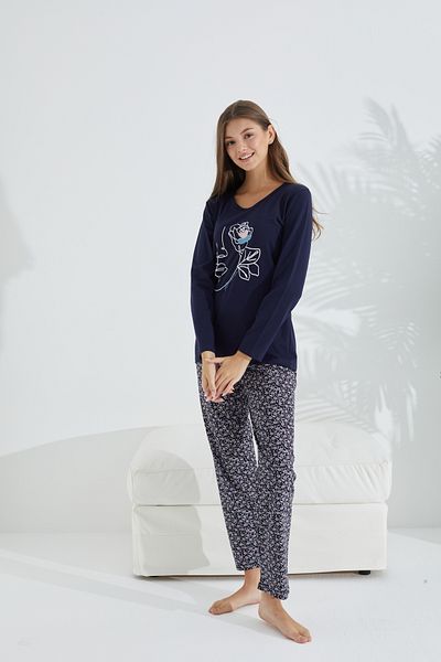 Siyah İnci Set de pijamale tricotate din bumbac Lycra
