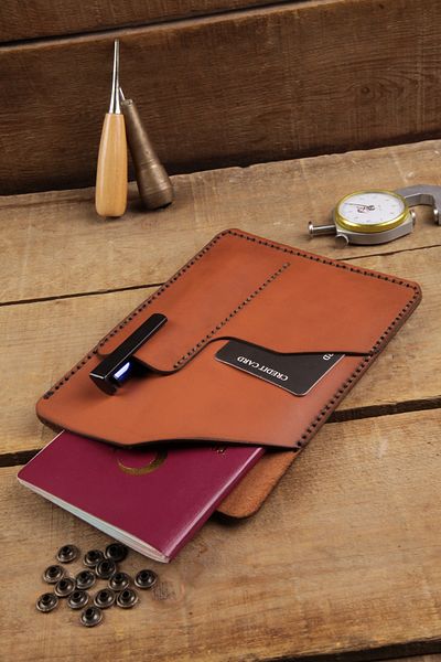 New Coast Leather 1900's Ръчно изработен калъф за бележник и кожен органайзер от естествена кожа в кафяво