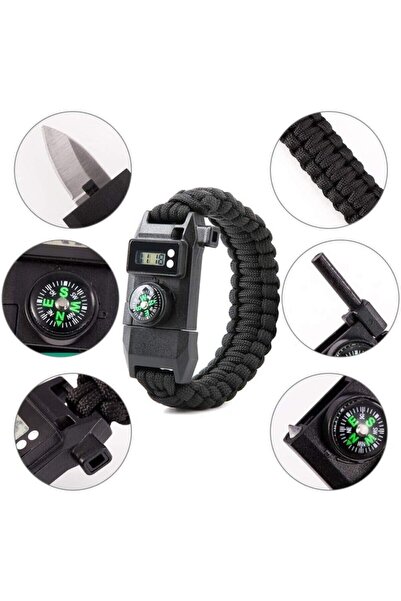 Genel Markalar Dıgıtal Saat Paracord Sağlam Paslanmaz Çelik Bıçaklı Bileklik