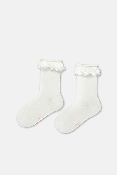 Dagi Ecru-Rosa 3-teilige Spitzensocken für Mädchen