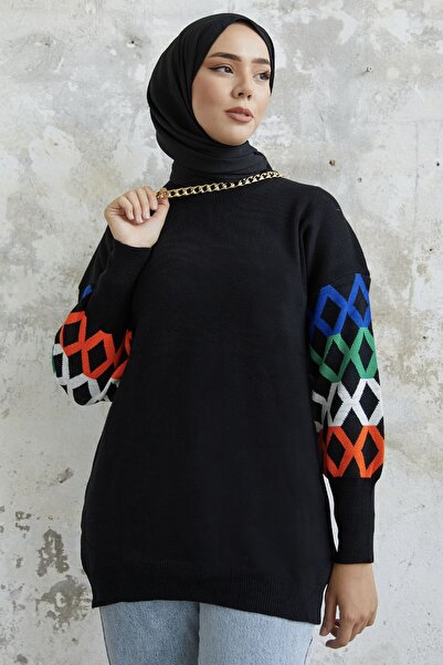 InStyle Светр з візерунком Lusina з рукавами чорний