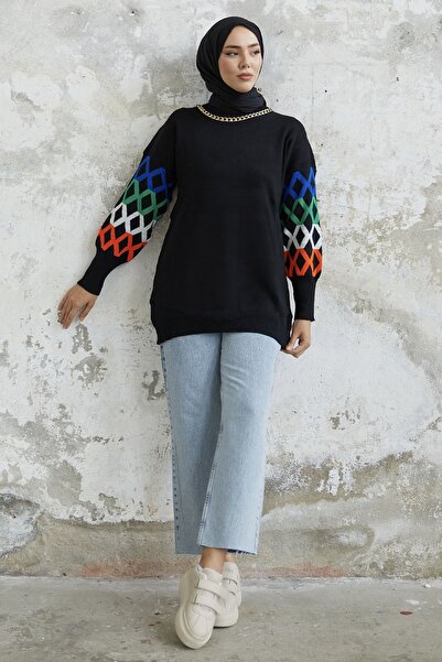 InStyle Светр з візерунком Lusina з рукавами чорний