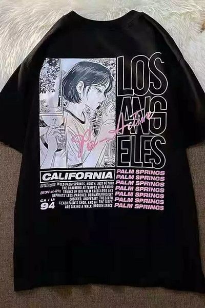 Köstebek Μπλουζάκι Harajuku Los Angeles Girl Black (unisex).