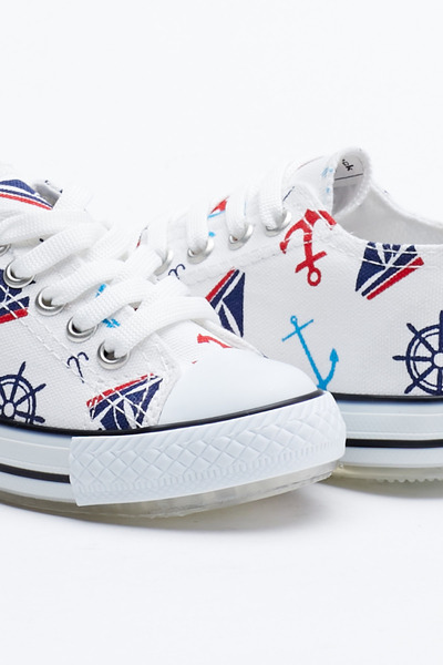 Tonny Black Çocuk Unisex Beyaz Lacivert Işıklı Bağcıklı Spor Ayakkabı Tb998