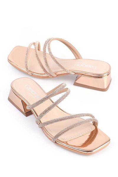 Capone Outfitters Γυναικείες παντόφλες Capone Blunt Toe Stone με κοντό τακούνι καθρέφτη από ύφασμα τριαντάφυλλο