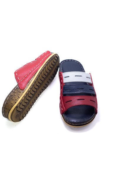 KAPAR Papuci ortopedici cu toc cu pană din piele naturală lucrați manual