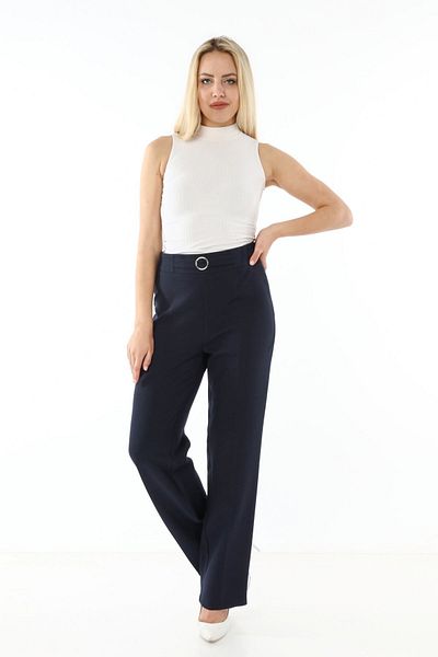 modayız Women's Navy Blue Fabric Trousers L2-1700