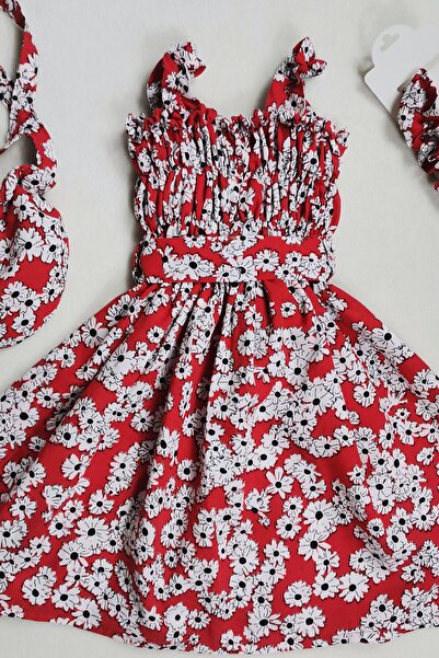 Generic Brand Çıtı Pıtı Holiday Summer Floral Patterned Girl's Dress with Bag...