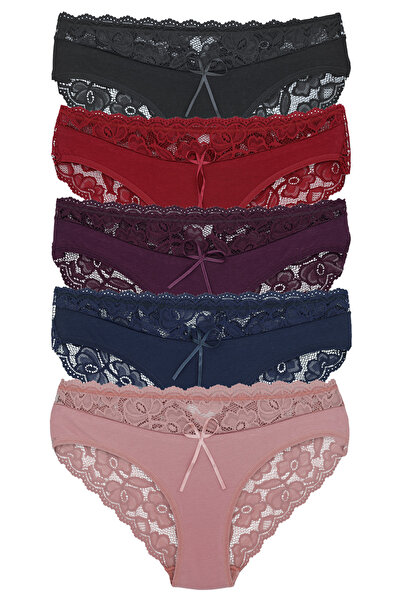 Zena 5-Piece Cotton Women's Slips with Lace Waist and Back