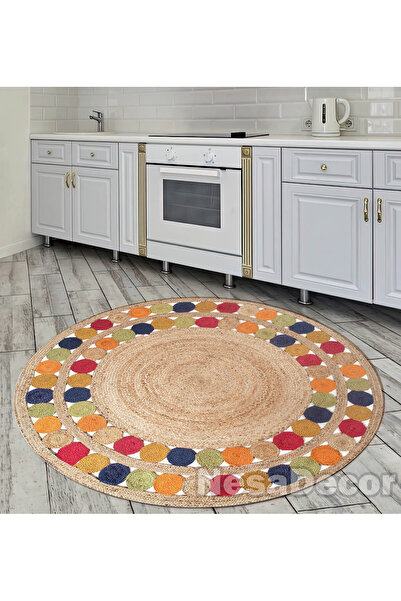 NesaDecor Dijital Baskı Yıkanabilir New Iskandinav Dekoratif Kilim Desenli Yu...