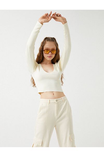 Koton Crop Knitwear Sweater Long Sleeve