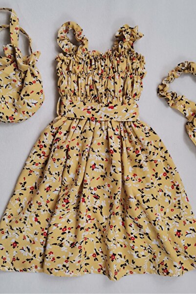 De La Bens Çıtı Pıtı Bayramlık Yazlık Çiçekli Desenli, Çantalı, Bandanalı,kem...