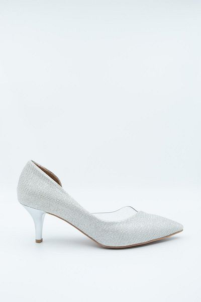 Modabuymus Pantofi stiletto transparenti cu toc scurt argintiu - Jotus