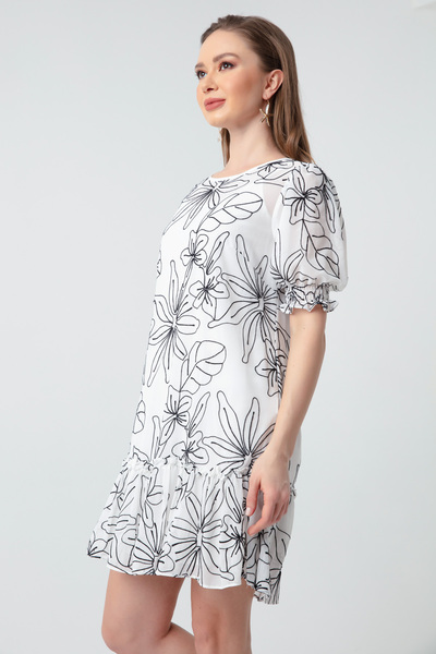 Lafaba Γυναικείο Μίνι φόρεμα λευκό Flounce Hem