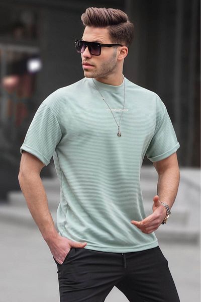Madmext Ανδρικό μπλουζάκι Mint Green Lycra Basic 6060