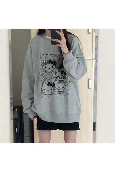 Köstebek Сив меланж Hello Kitty - Vctity Kitty (унисекс) с дълъг ръкав