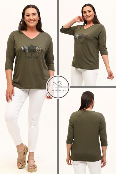 tarzımsüper Μεγάλο μέγεθος New Season Casual Comfort Μοντέλο Μοτίβο Φύλλων Πέτρα με στάμπα μισό μανίκι Mother 4 Seasons Μπλούζα