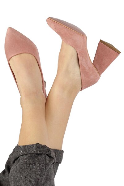 Modabuymus Powder Suede Stiletto Triangle Thick Heeled Shoes - Ikon