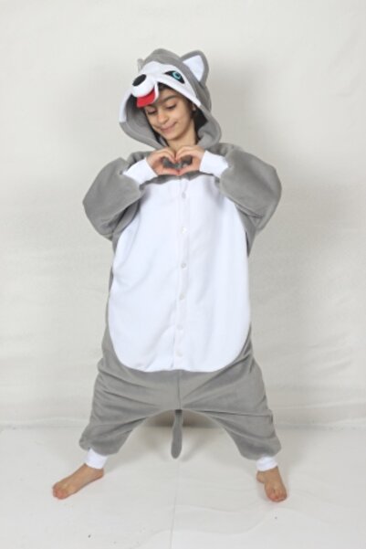 YÜSÜ Children's Kigurumi Siberian Wolf Costume Animal Costume