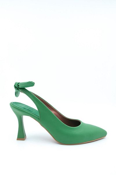 Modabuymus Green Back Bow Stiletto Heeled Shoes - Pony