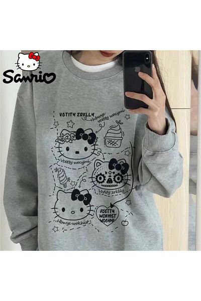 Köstebek Сив меланж Hello Kitty - Vctity Kitty (унисекс) с дълъг ръкав