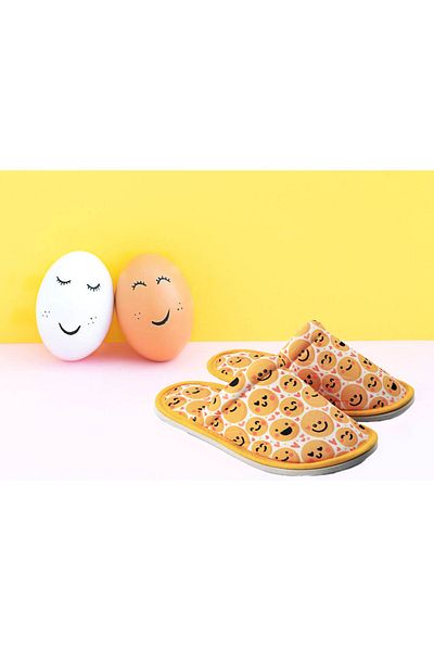 Chochili Παντόφλες σπιτιού με μαλακή σόλα Unisex White Emoji