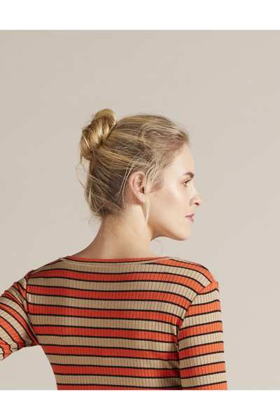 GEBE Çizgili V Yaka Hamile Elbisesi Florantina