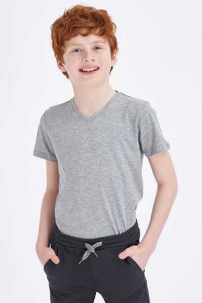 DeFacto Boy's Regular Fit Crew Neck Short Sleeve Cotton T-Shirt