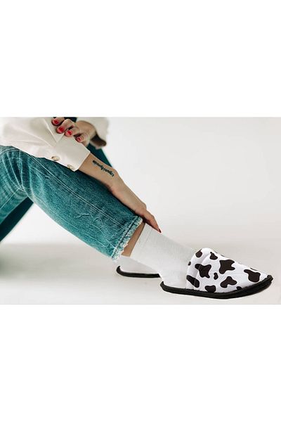 Chochili Παντόφλες σπιτιού με μαλακή σόλα Unisex White Cow