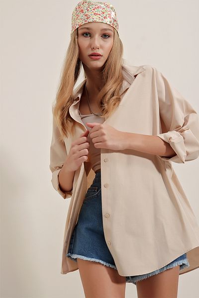 Bigdart 3900 Oversize-Lang-Basic-Hemd – Creme