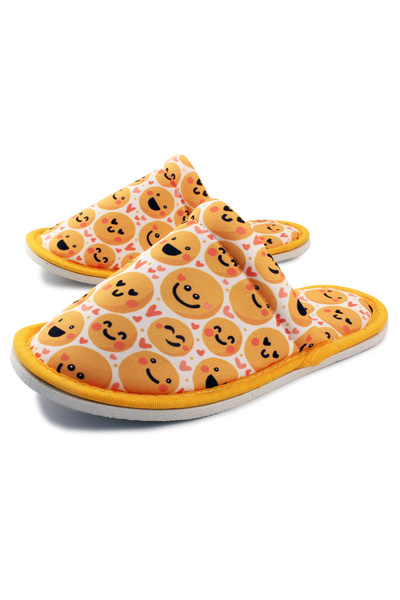 Chochili Παντόφλες σπιτιού με μαλακή σόλα Unisex White Emoji