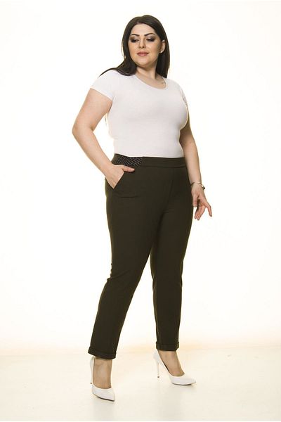 modayız Green Plus Size Trousers with Pockets L2-1706