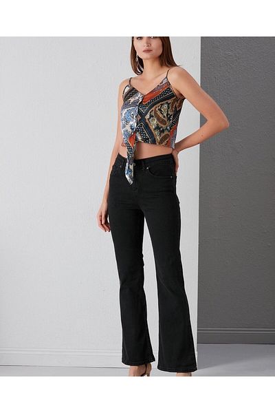 SHEVEGA S.t.a.r Black Women's High Waist Flare Leg Wide Leg Jeans