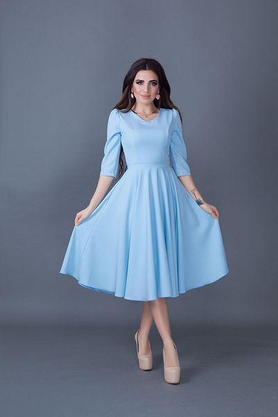 Bidoluelbise Baby Blue φόρεμα με λεπτομέρεια με λαιμόκοψη σε μίντι μήκους