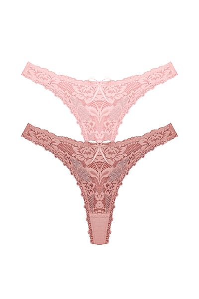 Zena Set of 2 Lace Front and Cotton String Women's Panties