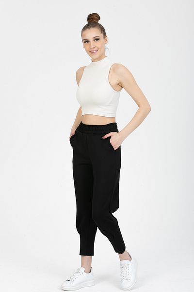 alenmoda Pantaloni plisați cu talie înaltă de damă