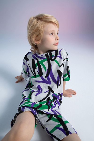 DeFacto Boy's Oversize Fit Patterned Cotton Combed Short Sleeve T-Shirt