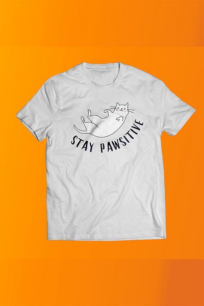 remonz Μπλουζάκι Stay Pawsitive με στάμπα 100% βαμβακερό μπλουζάκι μεγάλου μεγέθους