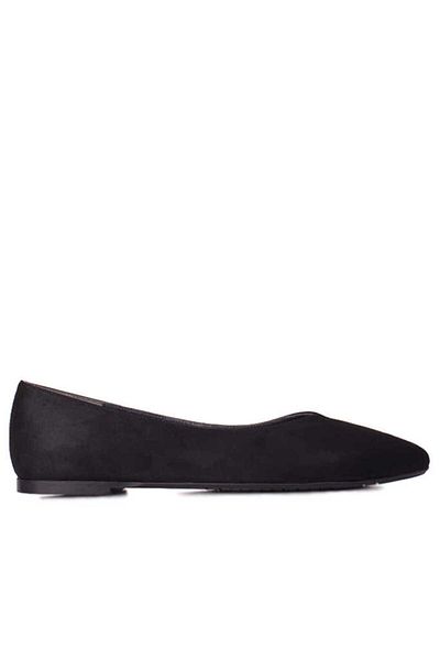 Fitbas 112001 008 Women's Black Suede Big & Small Size Ballerinas