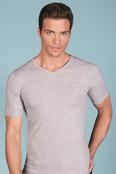 ÇamaşırcımShop 1027 V-Neck Short Sleeve Lycra Single Jersey Men's Undershirt